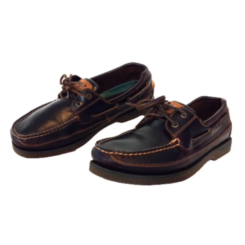 Sperry Top-Sider Men’s 10 Amaretto Leather 2-Eye Boat Shoes Canoe Moc 0764027W